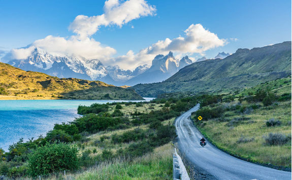 stone road through torres del paine