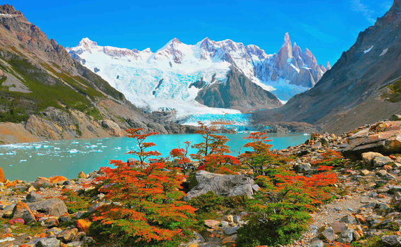 lake near cerro torre mountain