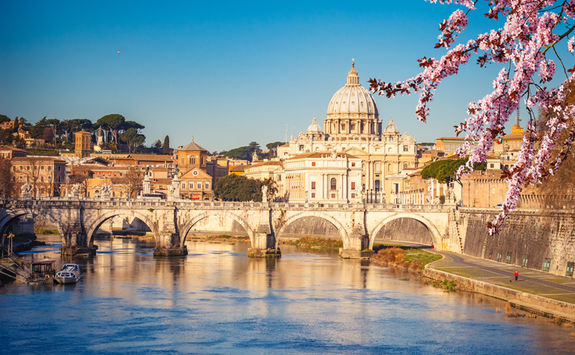 river with st peters catherdral background