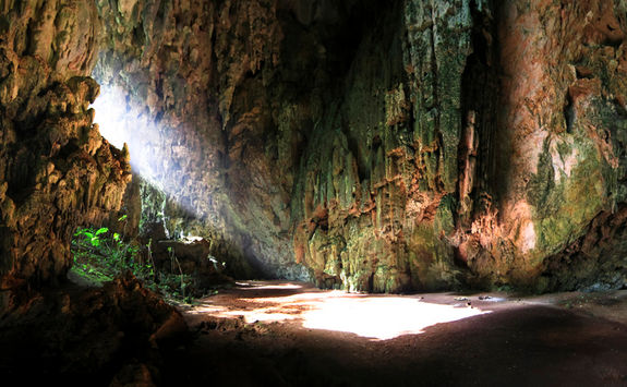 Light beam into cave