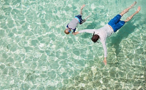 Father and son snorkelling