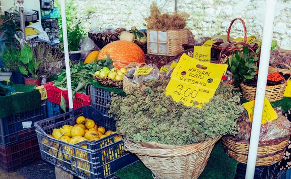 corfu old town market stall