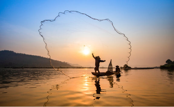 fisherman mekong river