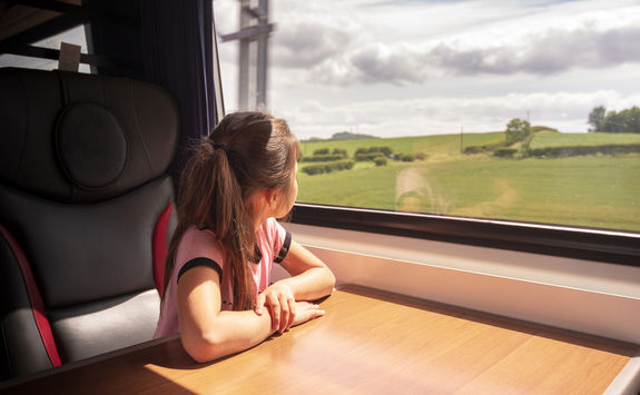 little girl on the train
