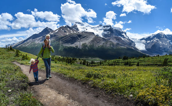 family hike jasper national park