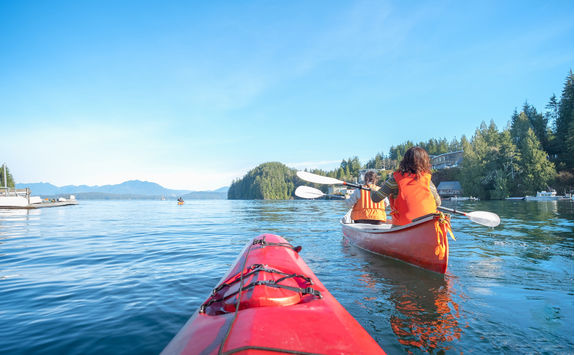 family kayaking in croatia