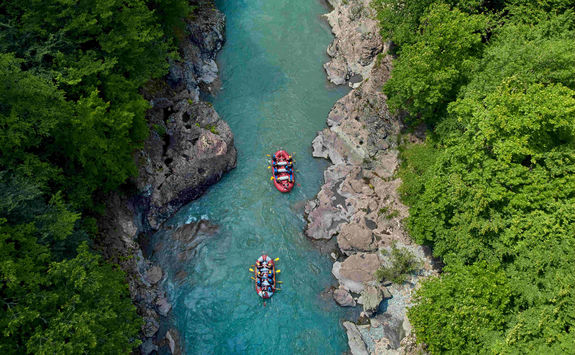 river rafting aerial view