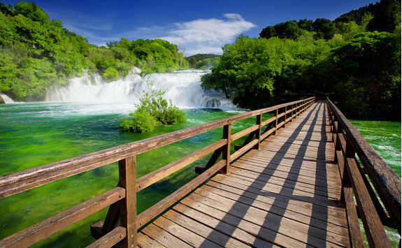 bridge viewing the waterfall