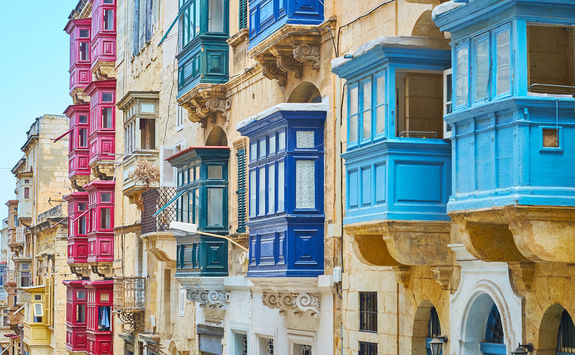 colourful balconies valletta