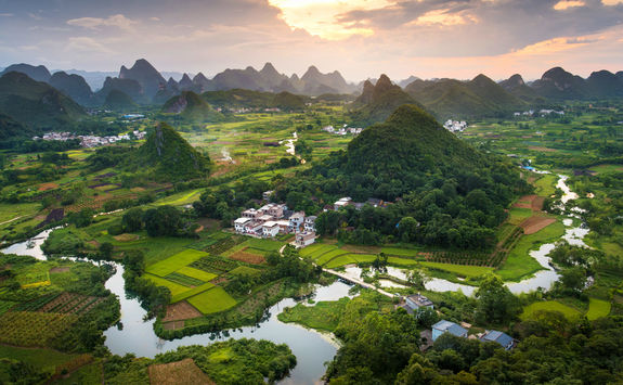 sunset landscape karst formnation