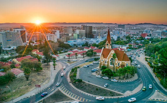 namibia captital at sunset