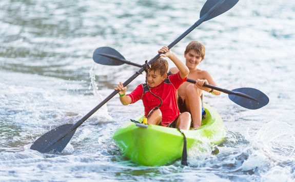 boys kayaking
