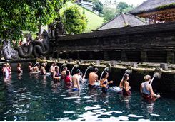 water blessing in a temple bali