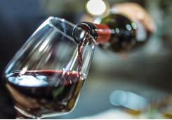 Close up of wine pouring
