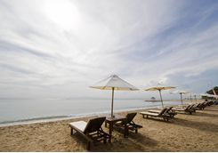 Sanur Beach in Bali sunloungers