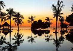Lombok sunset by a pool