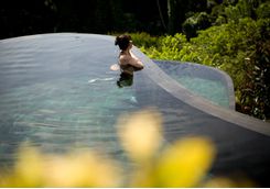 relaxing in a swimming pool