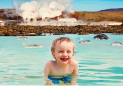 Smiling boy in the Blue lagoon