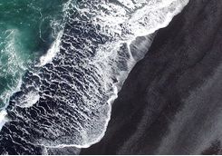 Black sandy beach