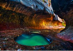 A brightly coloured pool