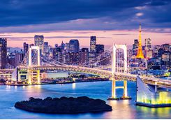 Odaiba district in Tokyo at dusk