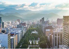 Aerial view of the Sapporo cityscape