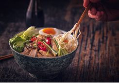 A bowl of Sapporo ramen noodles