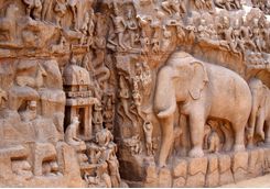 Mahabalipuram stone elephant detail