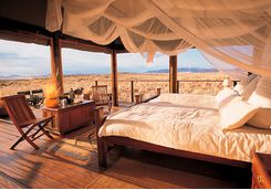 A bedroom view from Wolwedans Dune Lodge