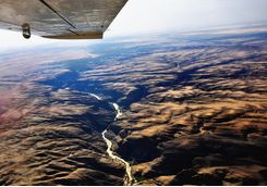 Flying over the Damaralands in a plane
