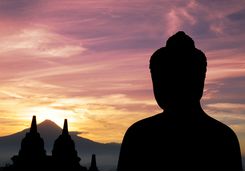 Close up of a buddha at borobudur
