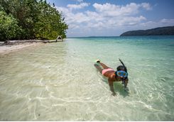 Snorkelling on a beach in the Andamans