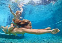 Family swimming
