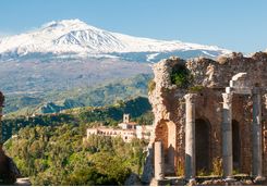 Snow capped Mount Etna