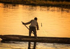 Man fishing in the Okavango