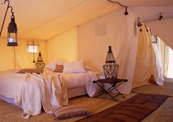 Inside of a tent at Dar Ahlam