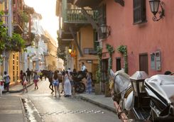 Busy street in Cartagena