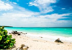 White sand beach on the Rosario Islands