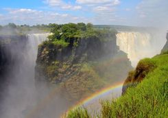 Victoria Falls with rainbow