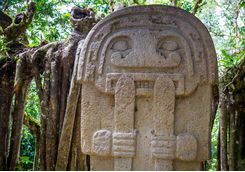 Statue in rainforest