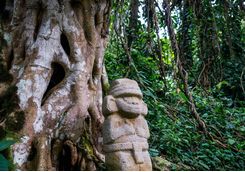 Statue in the rainforest