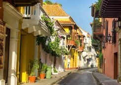 Colourful street in Cartagena
