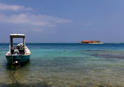 Boat in the blue water