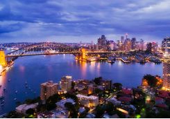 Harbour at night in Sydney