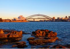 Opera House and Harbour Bridge - sunset view
