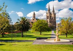 Park and church view in Adelaide