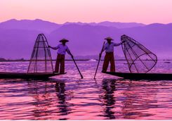 Fishing at sunset