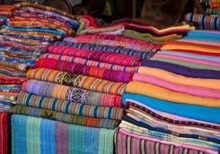 Fabrics at Pisac market