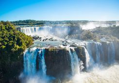 Iguazu Falls shroud in mist