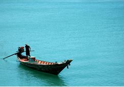 A traditional long tail boat